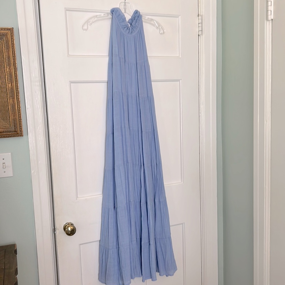 Gently tiered sky blue summer dress